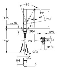 Grohe Plus izlietnes jaucējkrāns ar vienu sviru, L izmērs un izvelkams snīpis cena un informācija | Jaucējkrāni | 220.lv