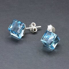 Sudraba auskari "Rubikona II (Aquamarine Blue)" ar Swarovski™ kristāliem цена и информация | Серьги | 220.lv