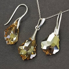 Серебряный комплект "Барокко IV (Golden Shadow)" с кристаллами Swarovski™ цена и информация | Наборы украшений | 220.lv