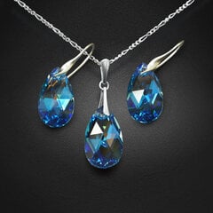 Sudraba komplekts "Baroka (Aquamarine Blue AB)" ar Swarovski™ kristāliem cena un informācija | Rotaslietu komplekti | 220.lv