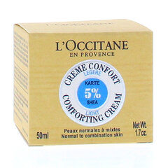 Sejas krēms kombinētai ādai ar šī sviestu L'Occitane Light Comforting 50 ml cena un informācija | Sejas krēmi | 220.lv