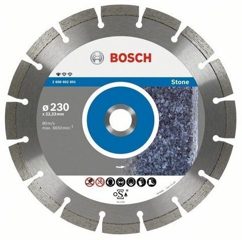 Dimanta disks Bosch Standard for Stone 230x22x2,3mm cena un informācija | Rokas instrumenti | 220.lv