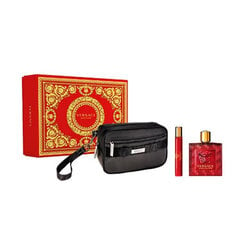 Komplekts Versace Eros Flame vīriešiem: EDP 100 ml + miniatūra EDP 10 ml + kosmētikas somiņa цена и информация | Мужские духи | 220.lv