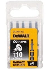 Trieciena rotējošo uzgaļu komplekts Dewalt Torsion T10x50mm DT7393T, 5 gab. cena un informācija | Rokas instrumenti | 220.lv