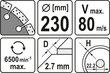 Dimanta disks Yato 230x2,7x22,2mm (YT-6005), segmentēts cena un informācija | Slīpmašīnas | 220.lv