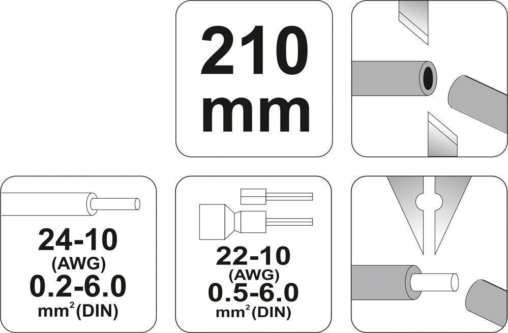 Izolācijas noņēmējs, daudzfunkcionāls Yato 210mm 0,5-6,0mm (YT-2278) cena un informācija | Rokas instrumenti | 220.lv