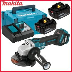 Аккумуляторная угловая шлифовальная машина Makita 18 В, 125 мм, 2 х 5,0 Ач Li-Ion (DGA513RTJ) цена и информация | Шлифовальные машины | 220.lv