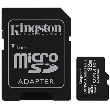 Kingston microSDHC 32GB Canvas Select Plus 100R A1 C10 + Адаптер цена и информация | Карты памяти для мобильных телефонов | 220.lv