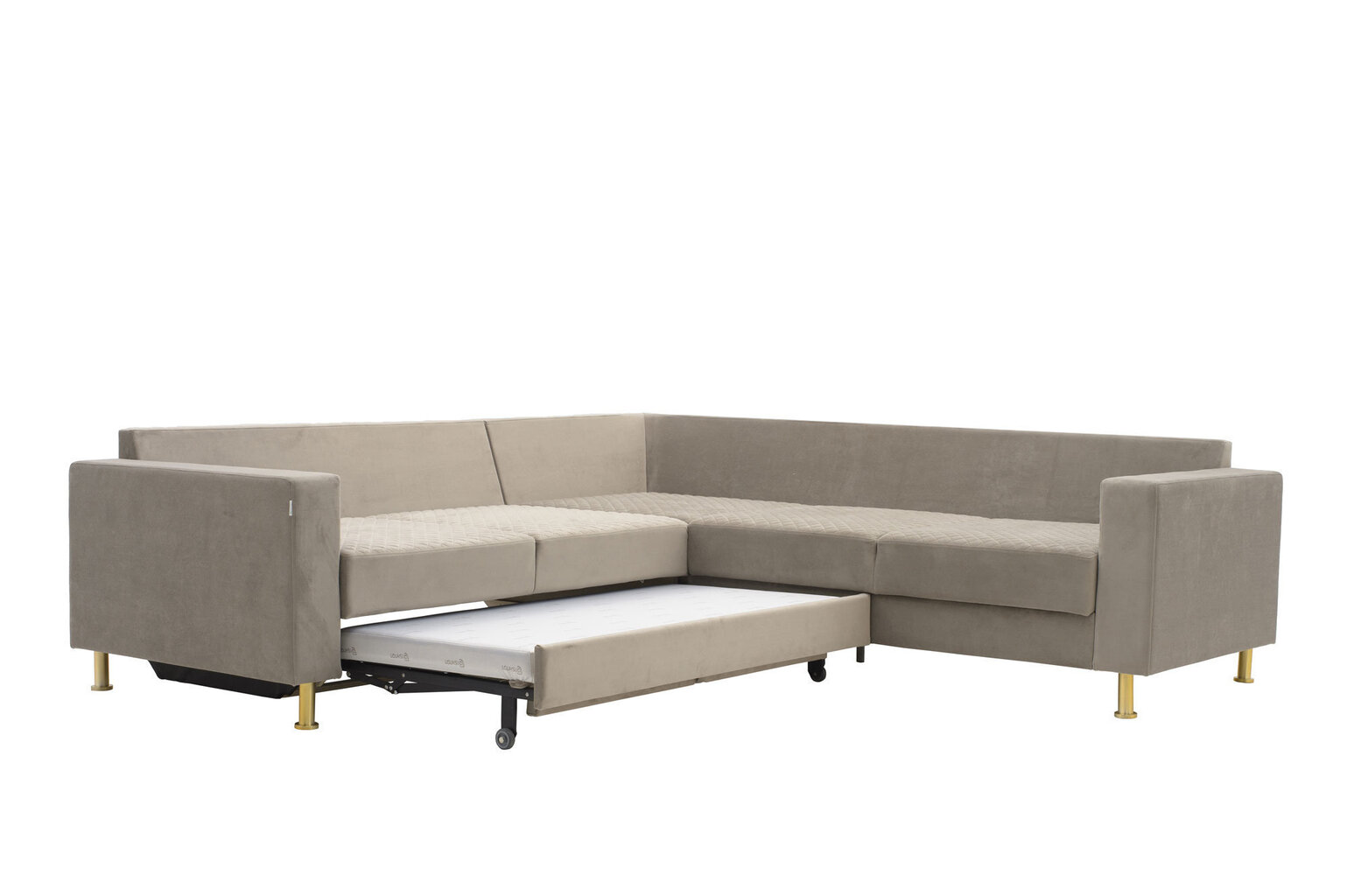 Guļamistabas stūra dīvāns LAUKSVA OTTO ar koka kājiņām, smilškrāsas cena un informācija | Stūra dīvāni | 220.lv
