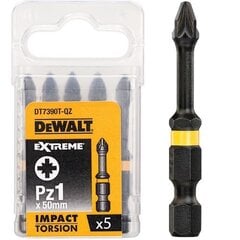 Trieciena rotējošo uzgaļu komplekts Dewalt Torsion PZ1x50mm DT7390T, 5 gab. cena un informācija | Rokas instrumenti | 220.lv