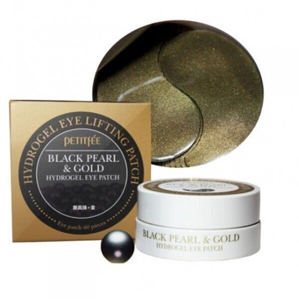 Acu spilventiņi Petitfee Black Pearl & Gold Hydrogel Eye Patch 60 gab. cena un informācija | Sejas maskas, acu maskas | 220.lv