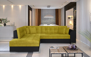 Stūra dīvāns Pieretta, dzeltens/melns cena un informācija | Stūra dīvāni | 220.lv
