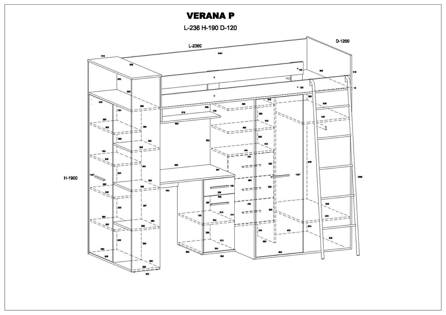 Divstāvu gulta Meblocross Verana P, 200x90 cm, brūna/zila cena un informācija | Bērnu gultas | 220.lv