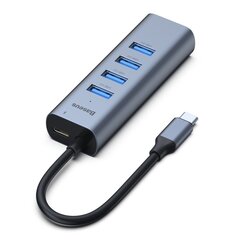 Baseus Enjoy HUB Adapteris USB-C to 4x USB 3.0 un USB-C PD, Pelēks cena un informācija | Savienotājkabeļi | 220.lv