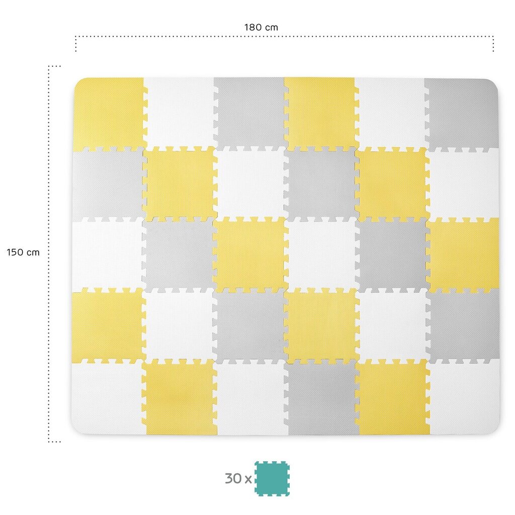 Puzle-paklājs Kinderkraft Luno, 30 daļas, yellow-grey cena un informācija | Attīstošie paklājiņi | 220.lv