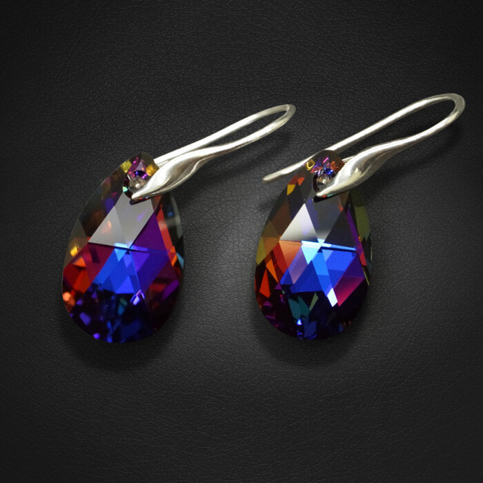 Sudraba auskari "Baroka (Volcano)" ar Swarovski™ kristāliem cena un informācija | Auskari | 220.lv