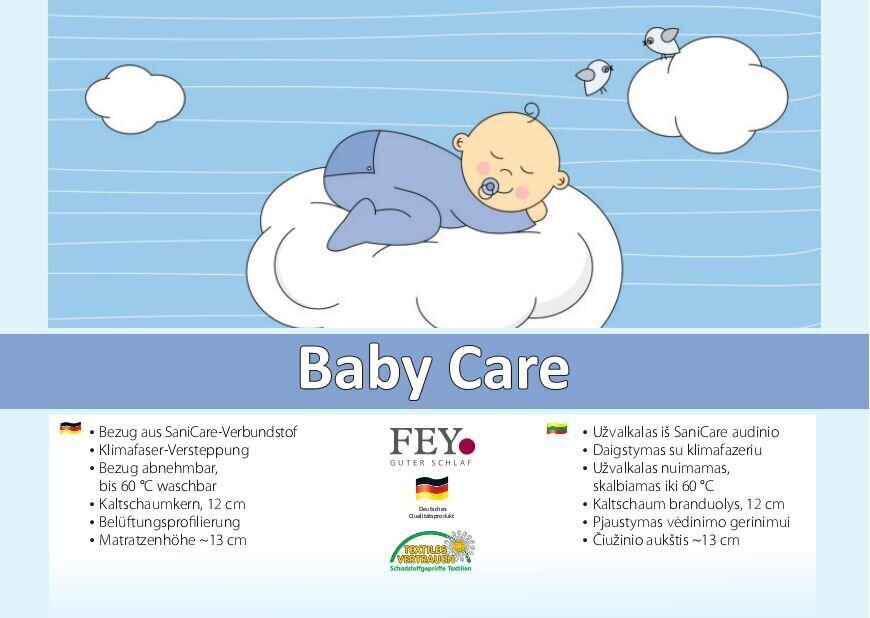 Bērnu matracis FEY Baby Care, 60x120 cm цена и информация | Matrači | 220.lv