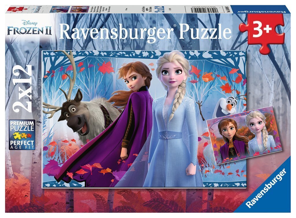 Puzle Ravensburger Ledus sirds 2 (Frozen 2) Ceļojums uz nezināmo, 2x12 d., 5009 cena un informācija | Puzles, 3D puzles | 220.lv