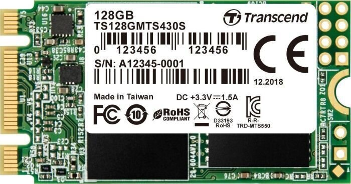 TRANSCEND TS128GMTS430S cena un informācija | Iekšējie cietie diski (HDD, SSD, Hybrid) | 220.lv