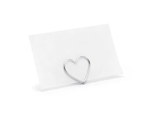 Vārda kartes turētājs Hearts, sudraba, 2.5 cm (1 kaste/ 50 iepak.) (1 iepak./ 10 gab.) цена и информация | Праздничные декорации | 220.lv