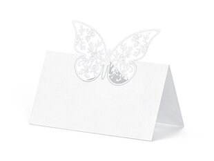 Vārda kartiņa Butterfly 9x7.3 cm (1 kaste/ 50 iepak.) (1 iepak./ 10 gab.) цена и информация | Праздничные декорации | 220.lv