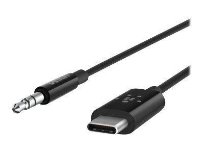 Belkin F7U079bt03-BLK, Aux 3.5 mm/USB-C, 0.9 m cena un informācija | Kabeļi un vadi | 220.lv