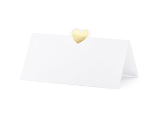 Vārda kartiņa Heart, zelta, 10x5 cm (1 iepak./ 10 gab.) цена и информация | Праздничные декорации | 220.lv