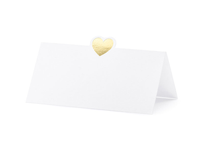 Vārda kartiņa Heart, zelta, 10x5 cm (1 iepak./ 10 gab.) cena un informācija | Svētku dekorācijas | 220.lv