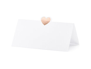 Vārda kartiņa Heart, rozā zelta krāsas, 10x5 cm (1 kaste/ 40 iepak.) (1 iepak./ 10 gab.) cena un informācija | Svētku dekorācijas | 220.lv