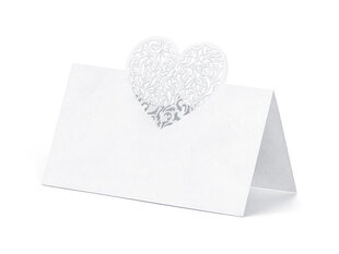 Vārda kartiņa Heart 9x6.5 cm (1 kaste/ 50 iepak.) (1 iepak./ 10 gab.) cena un informācija | Svētku dekorācijas | 220.lv