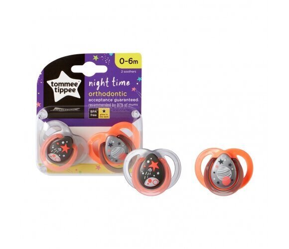 Knupītis Tommee Tippee Night 0-6 mēn., 2 gab., 433473 cena un informācija | Knupīši | 220.lv