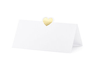 Vārda kartiņa Heart, zelta, 10x5 cm (1 kaste/ 40 iepak.) (1 iepak./ 10 gab.) cena un informācija | Svētku dekorācijas | 220.lv