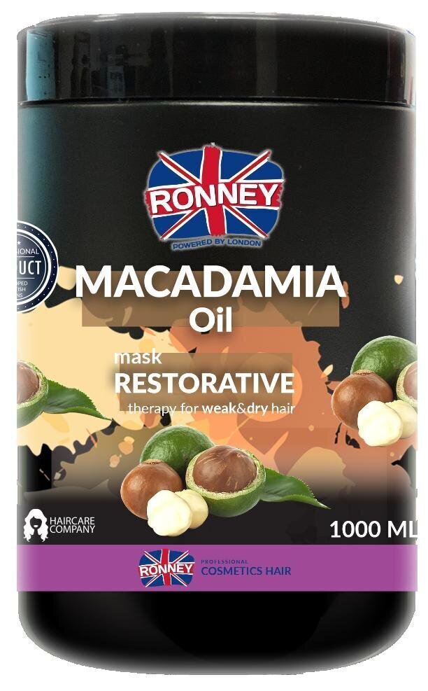 Reģenerējoša matu maska Ronney Macadamia Oil Complex Professional 1000 ml cena un informācija | Matu uzlabošanai | 220.lv