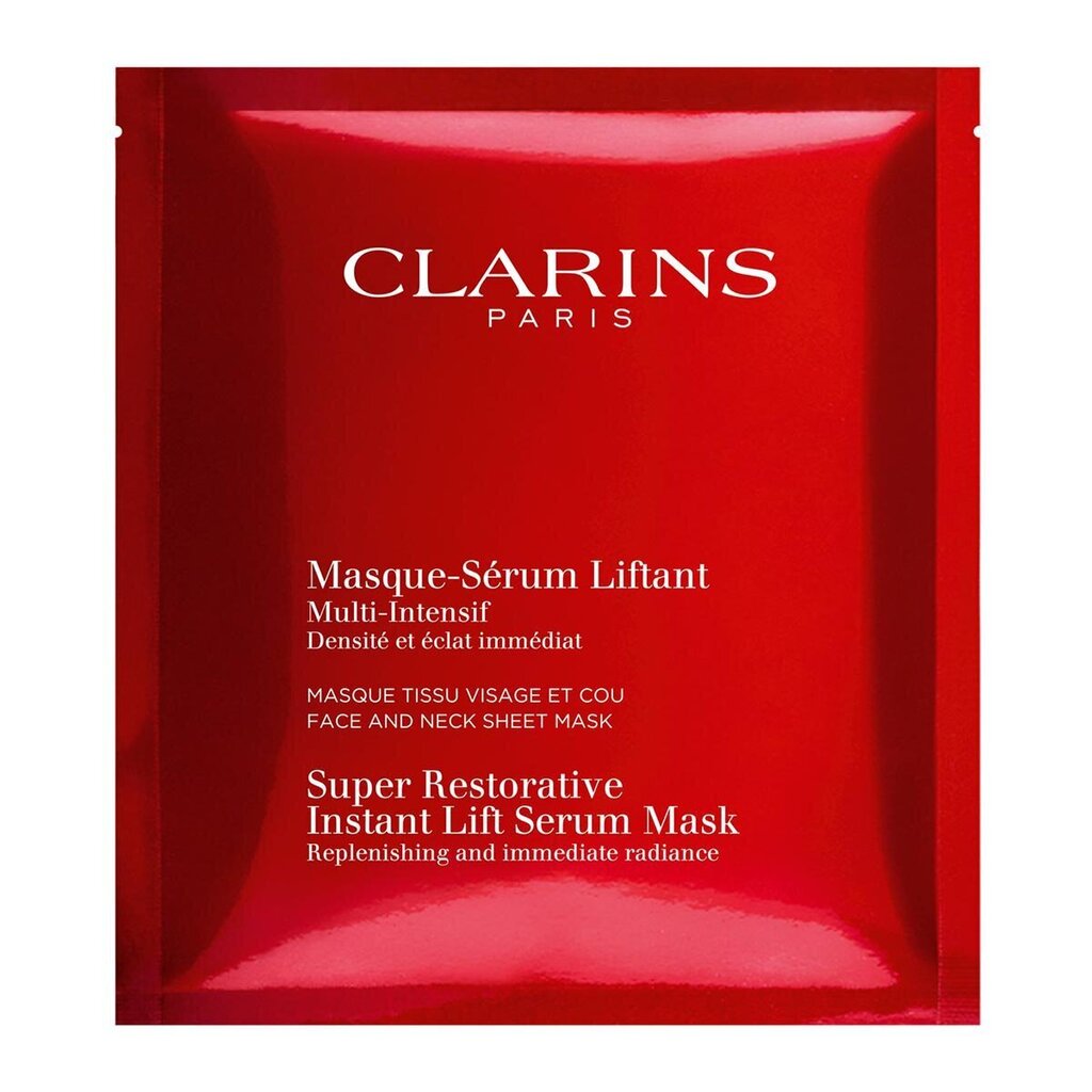 Atjaunojoša sejas un kakla maska Clarins Super Restorative Instant Lift, 1 gab. cena un informācija | Sejas maskas, acu maskas | 220.lv