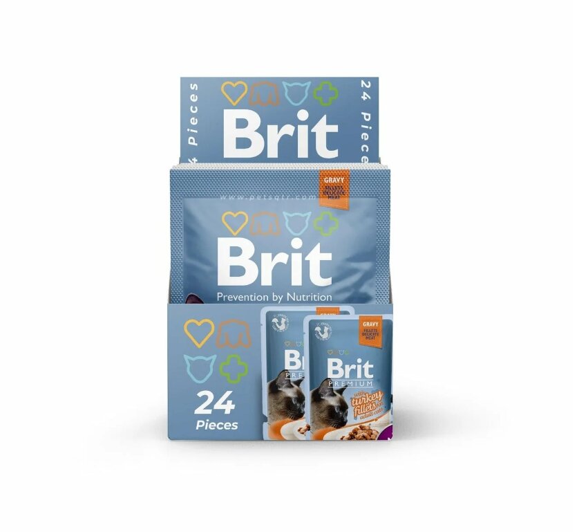 Brit Premium Cat Delicate konservi kaķiem maisiņā Turkey in Gravy 85g x 24gab. cena un informācija | Konservi kaķiem | 220.lv