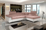 Stūra dīvāns Eridano, rozā/balts