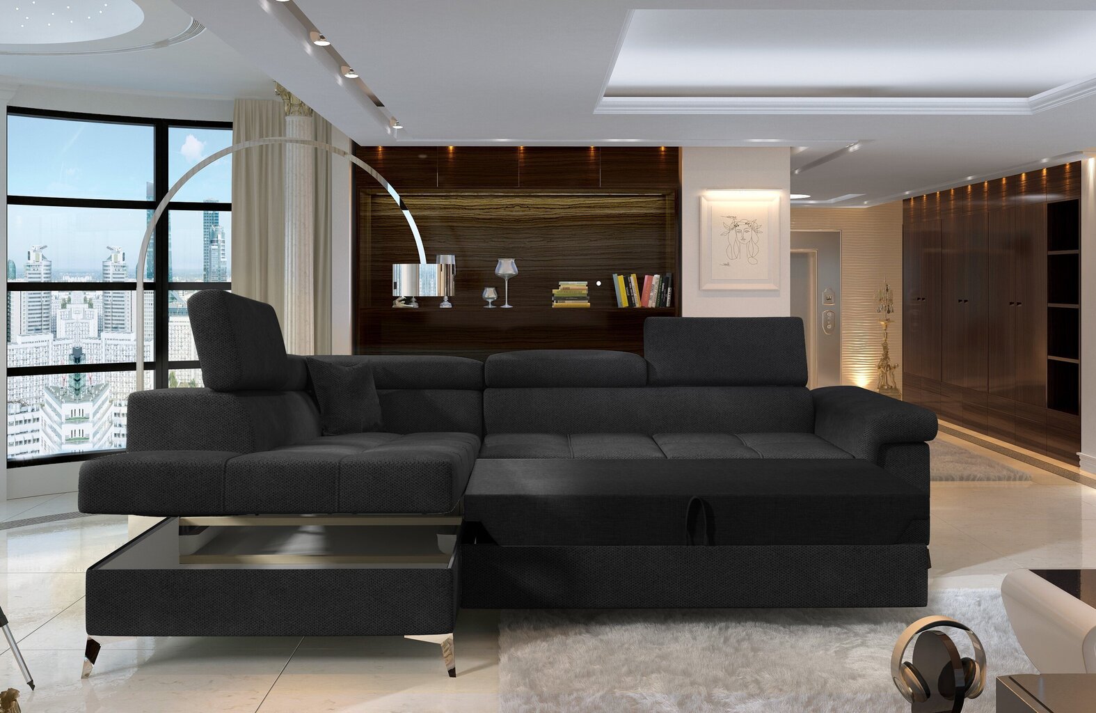 Stūra dīvāns Eridano, rozā/balts cena un informācija | Stūra dīvāni | 220.lv