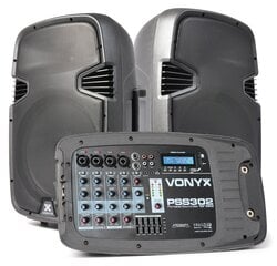 Vonyx PSS302 Комплект портативных колонок 10" SD/USB/MP3/BT на штативах цена и информация | Колонки | 220.lv