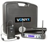 Vonyx WM512C 2-kanālu VHF Bezvadu mikrofonu komplekts cena un informācija | Mikrofoni | 220.lv