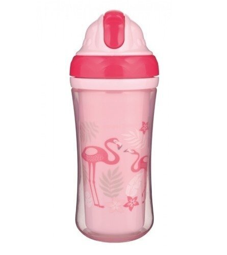 Canpol Babies sporta krūze ar silikona salmiņu Flamingo 260ml, 74/050 cena un informācija | Bērnu pudelītes un to aksesuāri | 220.lv