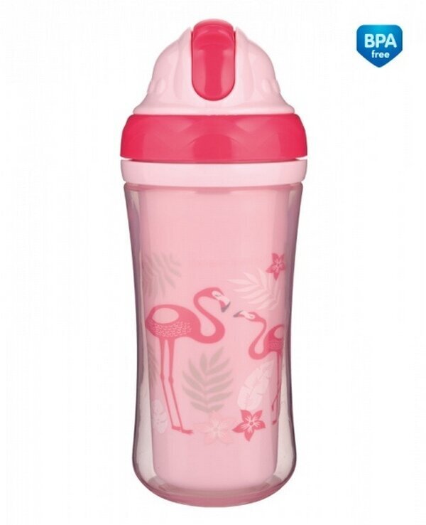 Canpol Babies sporta krūze ar silikona salmiņu Flamingo 260ml, 74/050 цена и информация | Bērnu pudelītes un to aksesuāri | 220.lv