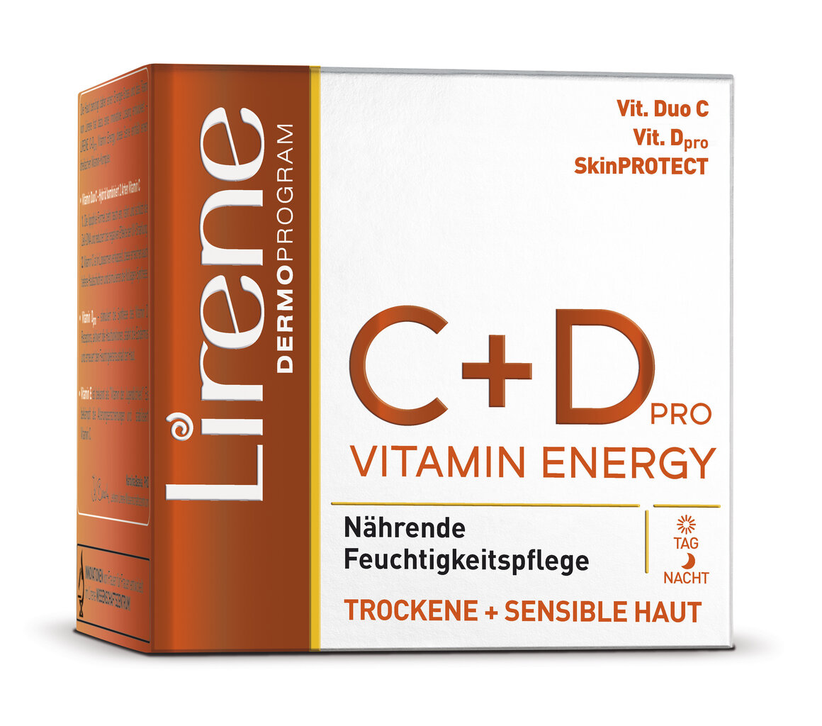 Krēms jutīgai sejas ādai ar vitamīniem C+D LIRENE 50 ml cena un informācija | Sejas krēmi | 220.lv