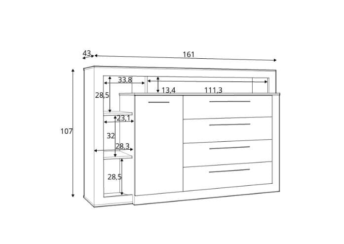 Kumode Forte Bellevue BLQK351L-N09, brūna цена и информация | Kumodes | 220.lv