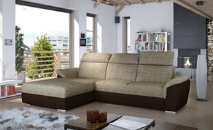Stūra dīvāns Trevisco, kreisā puse, brūns/krēmkrāsā цена и информация | Угловые диваны | 220.lv