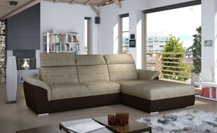 Stūra dīvāns Trevisco, kreisā puse, brūns/krēmkrāsā cena un informācija | Stūra dīvāni | 220.lv