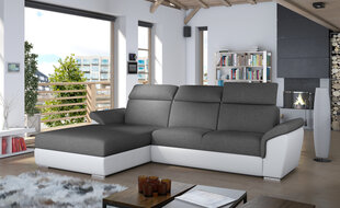Stūra dīvāns Trevisco, kreisā puse, pelēks / balts цена и информация | Угловые диваны | 220.lv