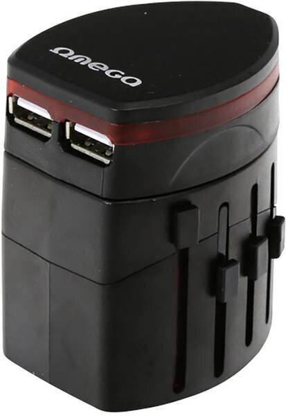 Omega ceļojuma adapteris 4in1 USB, Melns cena un informācija | Lādētāji un adapteri | 220.lv