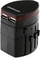 Omega ceļojuma adapteris 4in1 USB, Melns cena un informācija | Lādētāji un adapteri | 220.lv