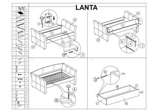 Кровать Signal Meble Lanta с ящиками, 90x200 см, серая цена и информация | Кровати | 220.lv