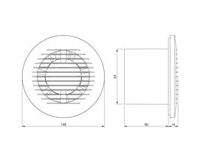 Электровентилятор EUROPLAST E-Extra EA100T, Ø100мм c шариковым подшипником, таймером цена и информация | Вентиляторы для ванной | 220.lv